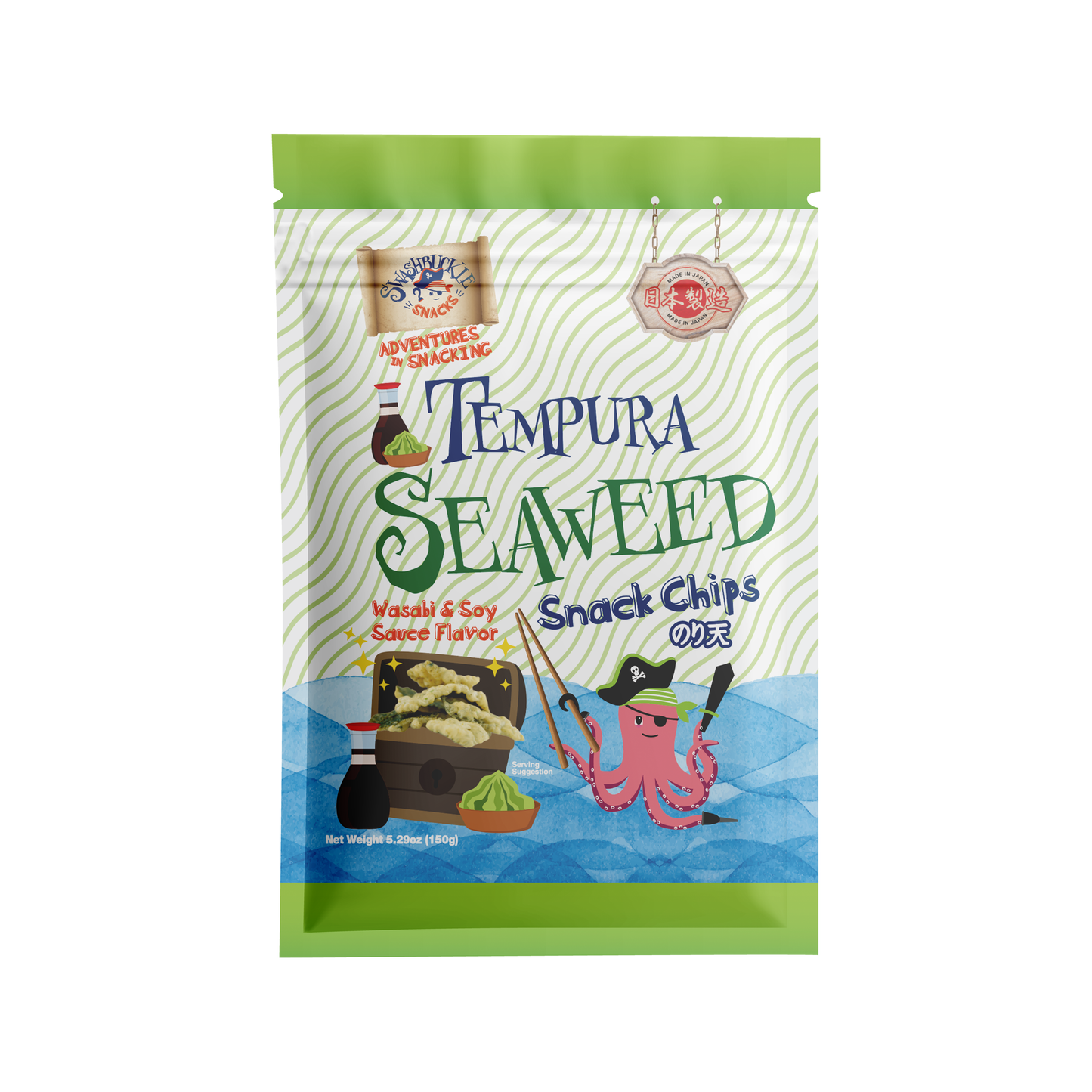 Crispy Tempura Seaweed Snack Chips Wasabi and Soy Sauce Flavor